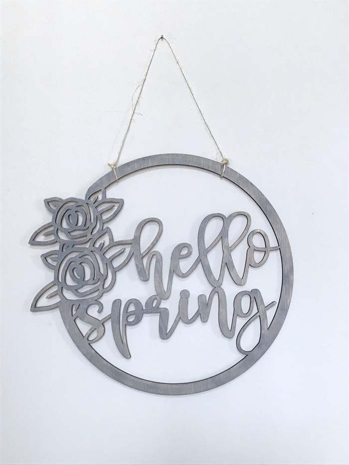 Laser-Cut Birch Wood Spring Wreath #Easter #sign #decorhomeideas