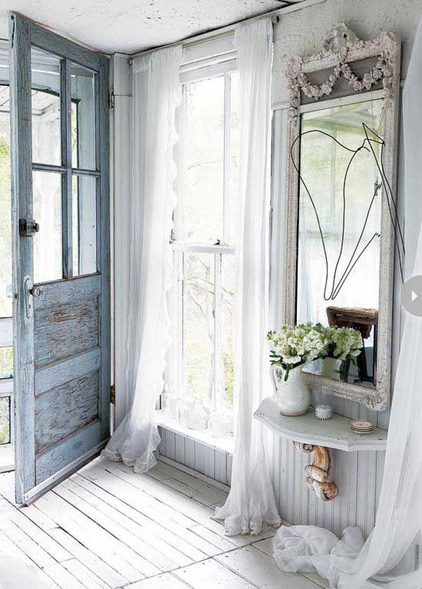 Let Light in with Sheer Curtains #rusticentryway #farmhouse #decor #decorhomeideas