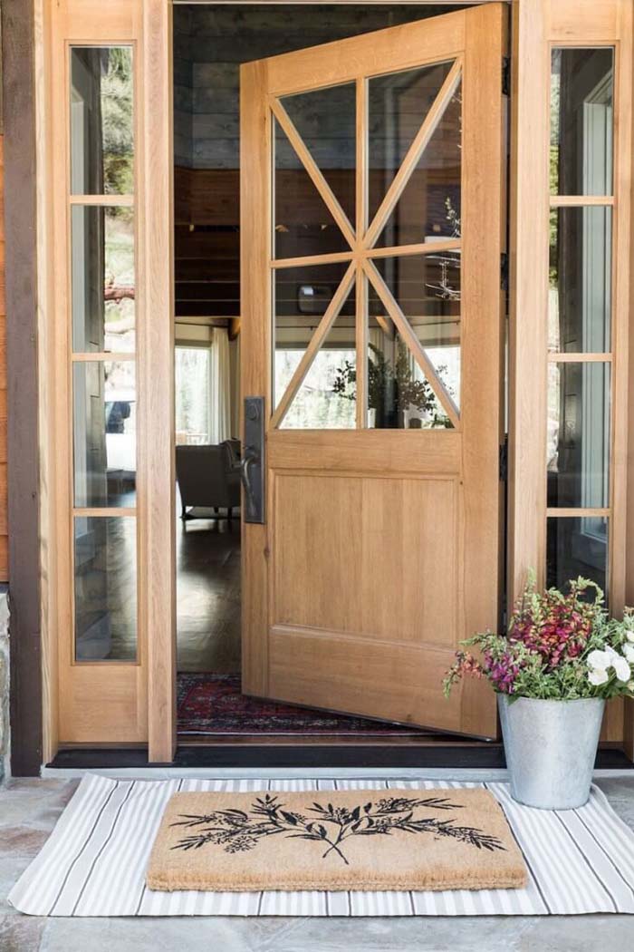 Light Wood And Glass Combo Front Door #farmhouse #frontdoor #decorhomeideas