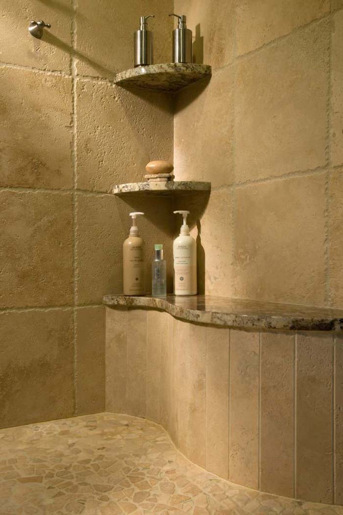 Marble Corner Shelves With Matching Bench