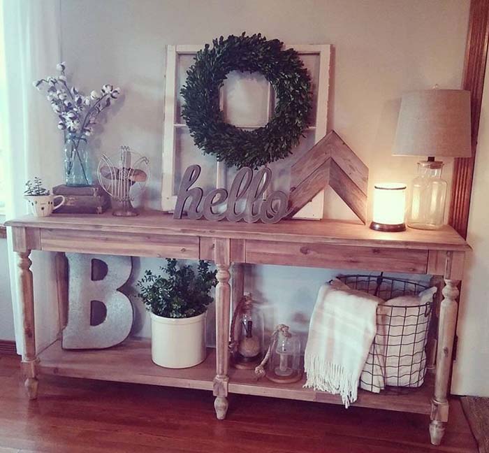 Mix in a Little Greenery #rusticentryway #farmhouse #decor #decorhomeideas