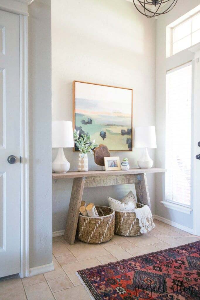 Modern Beachy and Rustic Entryway #rusticentryway #farmhouse #decor #decorhomeideas