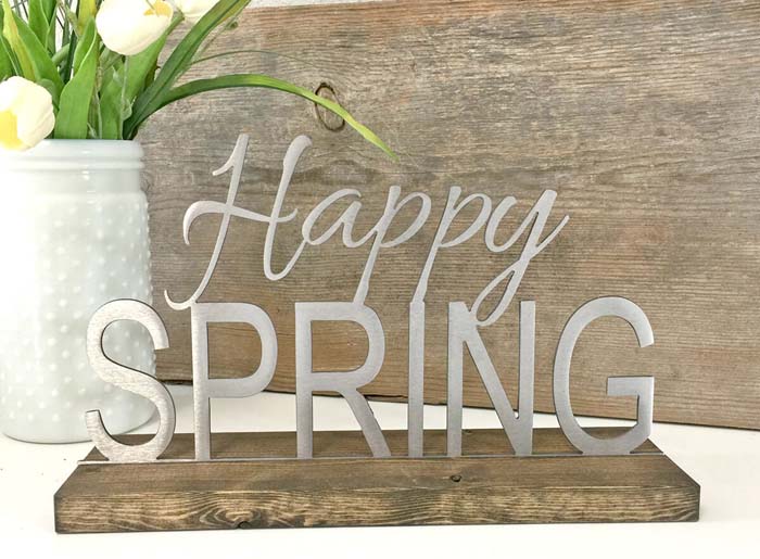 Modern Steel ‘Happy Spring’ Sign #Easter #spring #vintagedecor #decorhomeideas