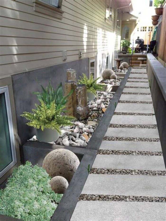 Narrow Zen Garden Next to a Walkway #smallgarden #gardendesign #decorhomeideas