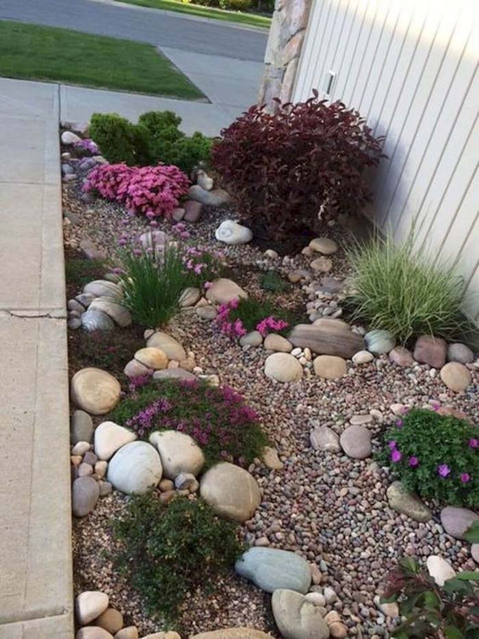 Natural Rock Garden with Scattered Plants #smallgarden #gardendesign #decorhomeideas