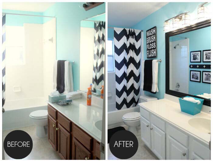 Paint and New Mirrors and Lights for a Quick Fix #bathroom #makeover #decorhomeideas