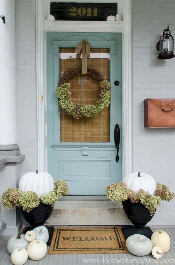 Parisian Styled Pastel Blue Front Door #farmhouse #frontdoor #decorhomeideas