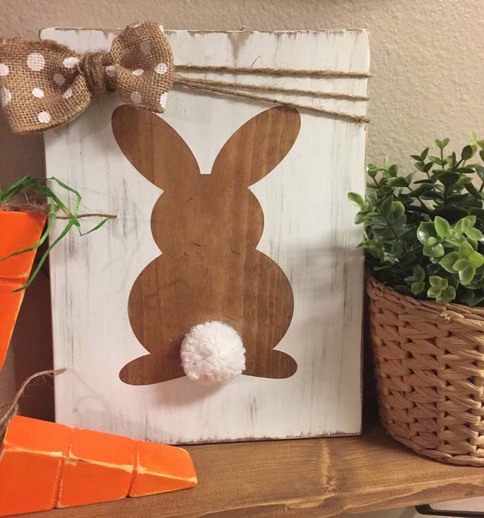 Polka-Dot Bow Wooden Bunny Sign #Easter #spring #vintagedecor #decorhomeideas