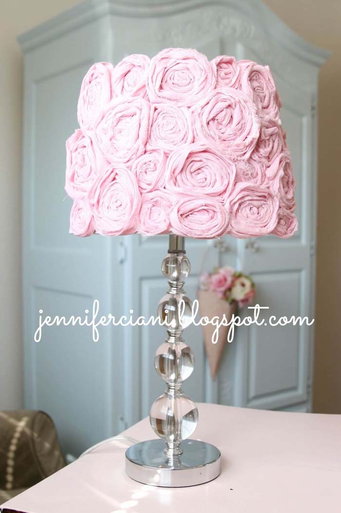 Pretty in Pink Lampshade with Rosettes #floral #homedecor #decorhomeideas