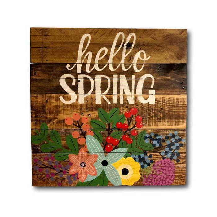 Reclaimed Pallet Wood “Hello Spring” Sign #Easter #sign #decorhomeideas