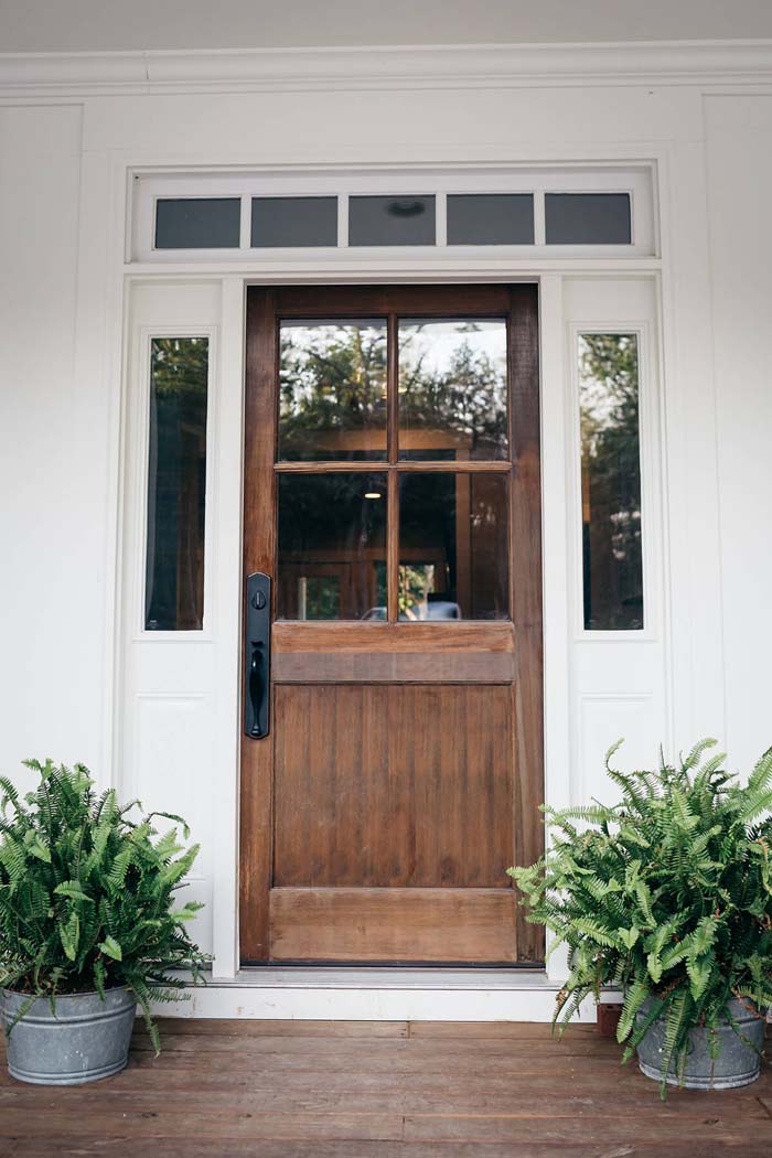 Rustic Wood Panelled Farmhouse Front Door Ideas #farmhouse #frontdoor #decorhomeideas