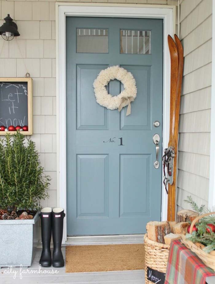 Send Away The Blues Front Door Idea #farmhouse #frontdoor #decorhomeideas