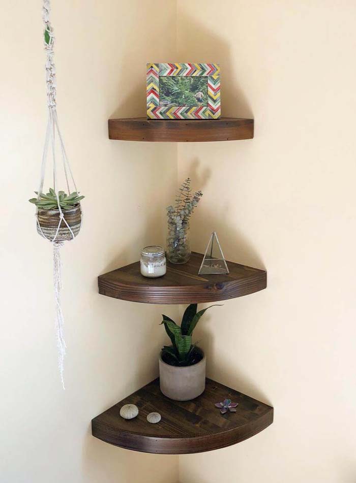 Set of Three Beautiful Wooden Corner Pieces #cornershelf #diy #decorhomeideas