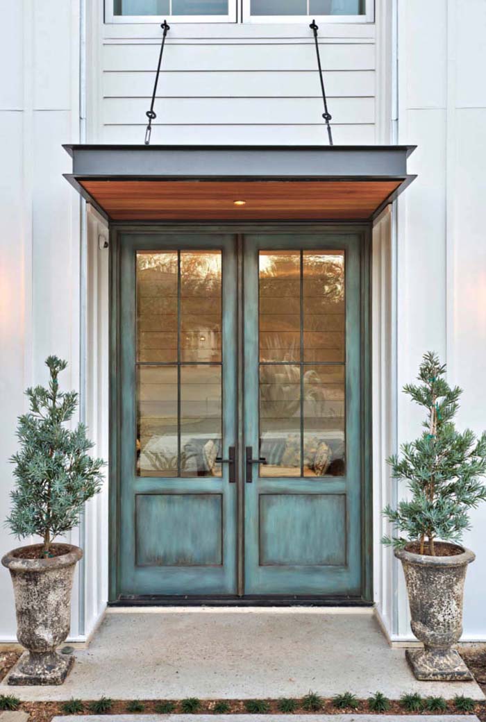 Something Blue Windowed Front Door #farmhouse #frontdoor #decorhomeideas