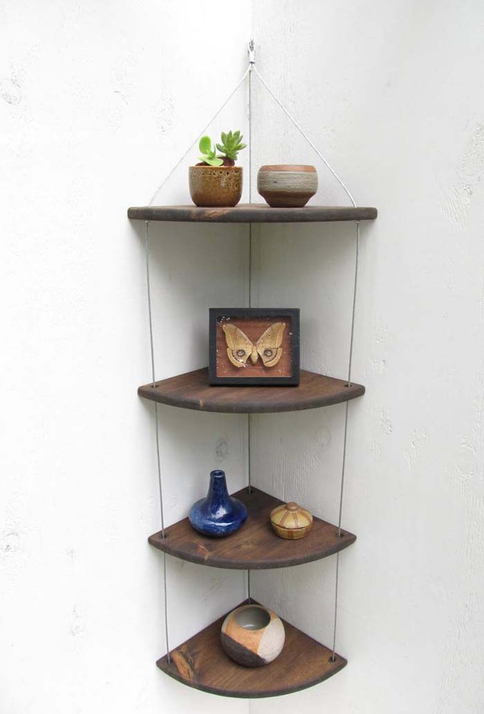 Super Cute Hanging Wooden Shelf #cornershelf #diy #decorhomeideas