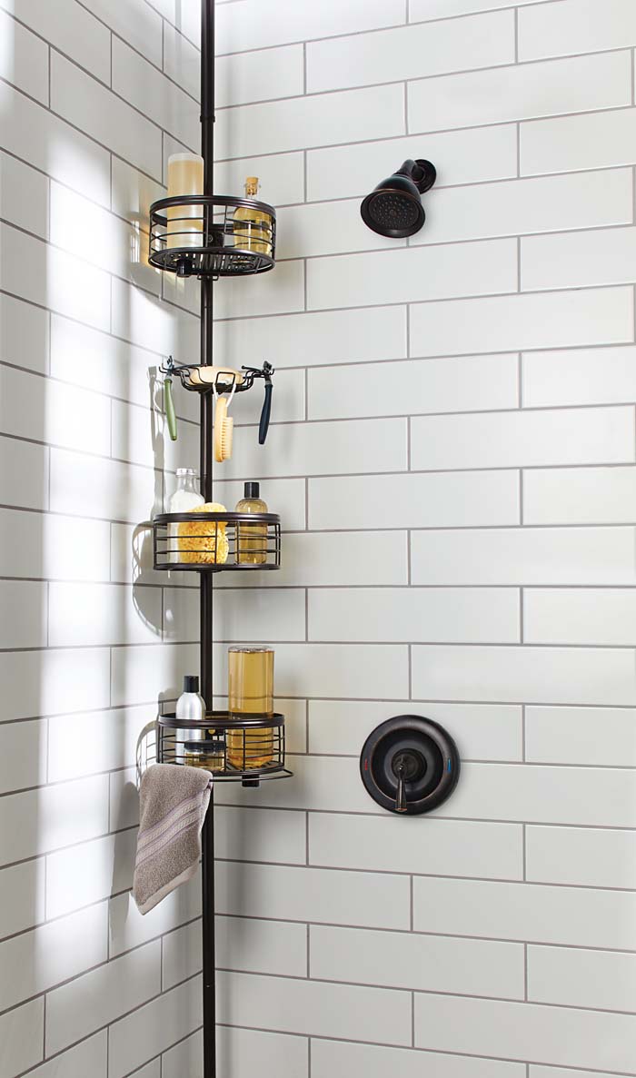 Tension Rod Corner Shower Shelves