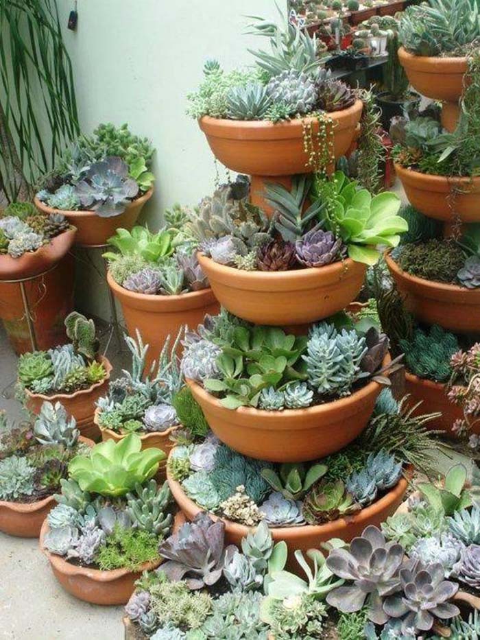 Tiered Terracotta Garden Design #verticalgarden #garden #decorhomeideas