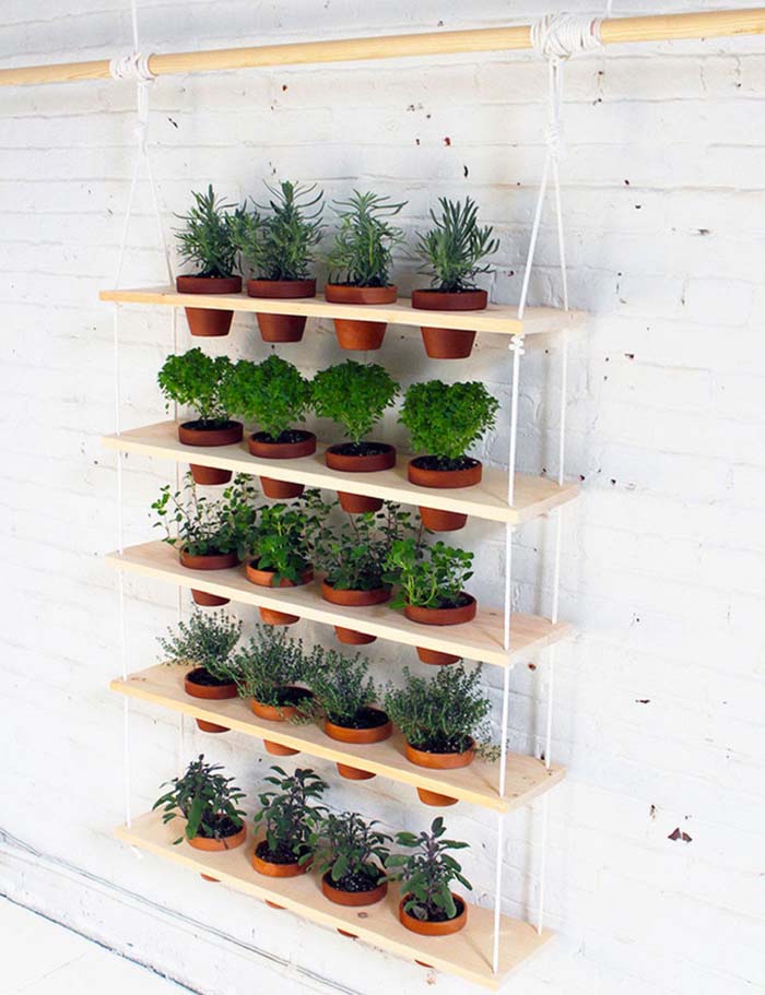 Transform Airy Wooden Shelving Into an Herb Garden #verticalgarden #garden #decorhomeideas