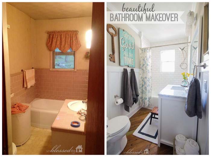 Tub to Shower Conversion is Budget Friendly #bathroom #makeover #decorhomeideas
