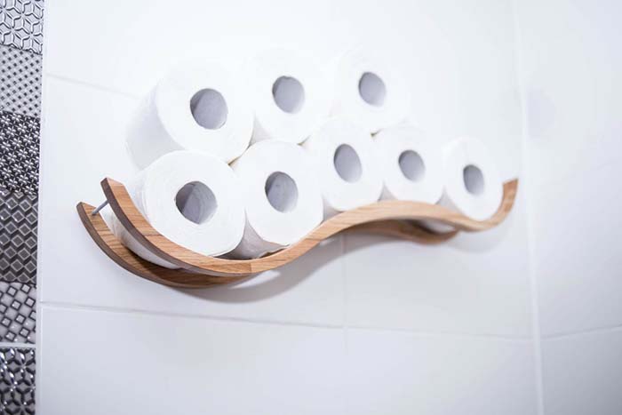 Wall Mounted Wooden Toilet Paper Holder