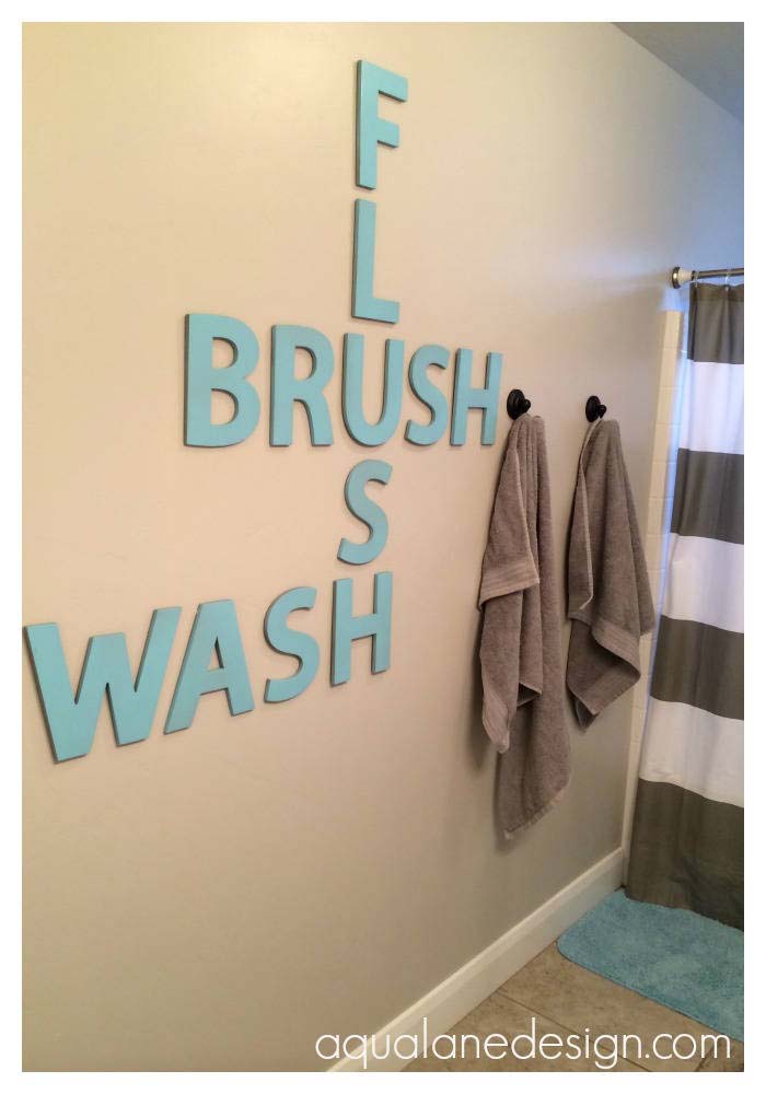 Wall Scrabble Letters as Bathroom Decorations #bathroom #decor #decorhomeideas