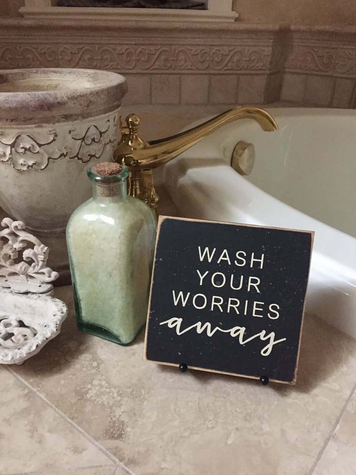 Wash Your Worries Down the Drain Bathroom Decor #bathroom #decor #decorhomeideas