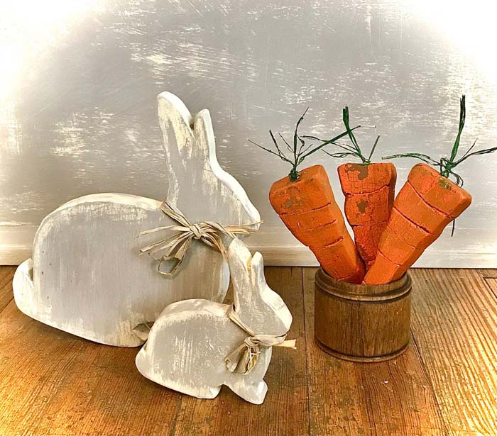 Wood Easter Bunny Tier Tray Decoration #Easter #spring #vintagedecor #decorhomeideas