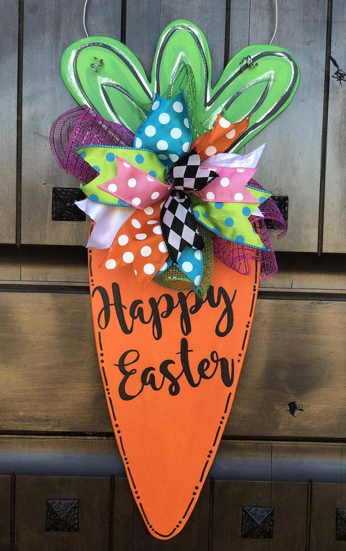 Wooden Carrot Easter Sign Decoration #Easter #sign #decorhomeideas