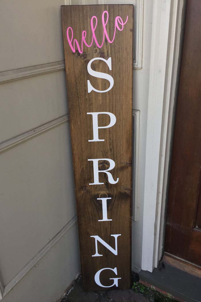 Wooden Spring Themed Sign in Dark Walnut #Easter #sign #decorhomeideas