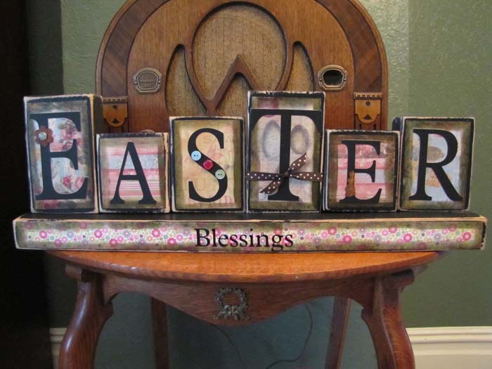 Word Block Easter Sign Decoration #Easter #sign #decorhomeideas