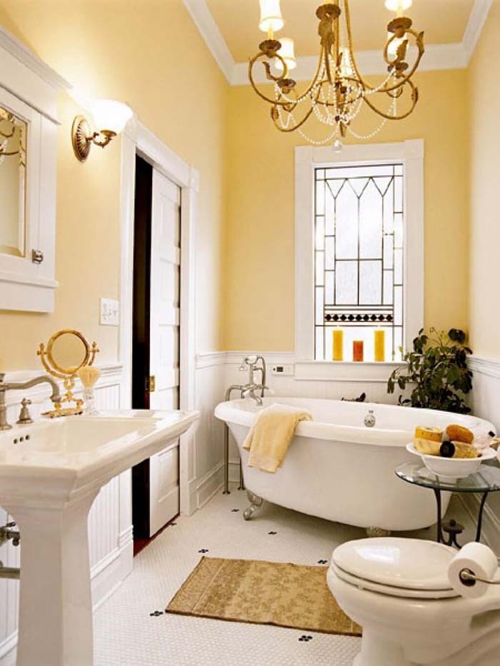 Yesteryear’s Glamour in Buttercup and Gold #smallbathroom #design #decorhomeideas