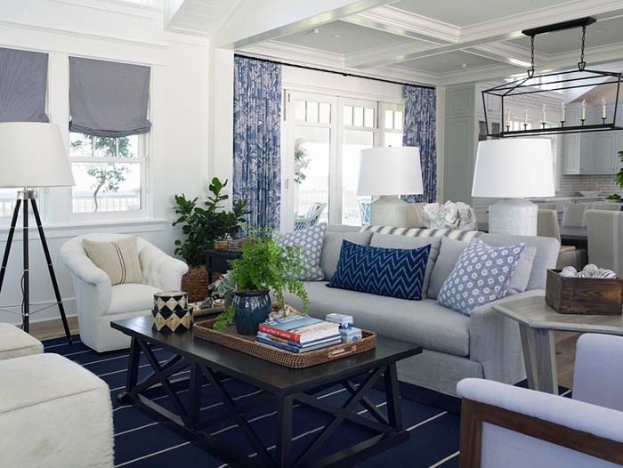 Beach Style Open Concept Living Room Design #beachhouse #interiordesign #decorhomeideas