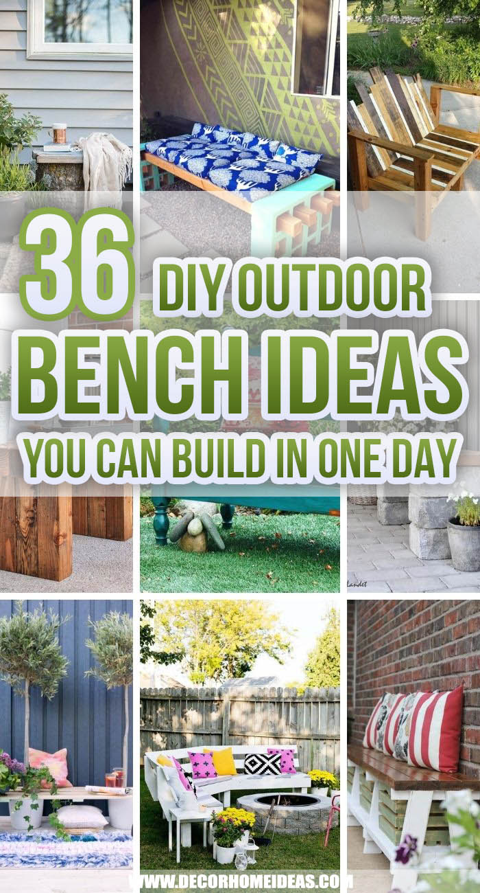 Best DIY Outdoor Bench Ideas. Are you looking for some creative DIY outdoor bench ideas to add to your garden or backyard this season? We have selected the best DIY project that you can do in no time! #decorhomeideas