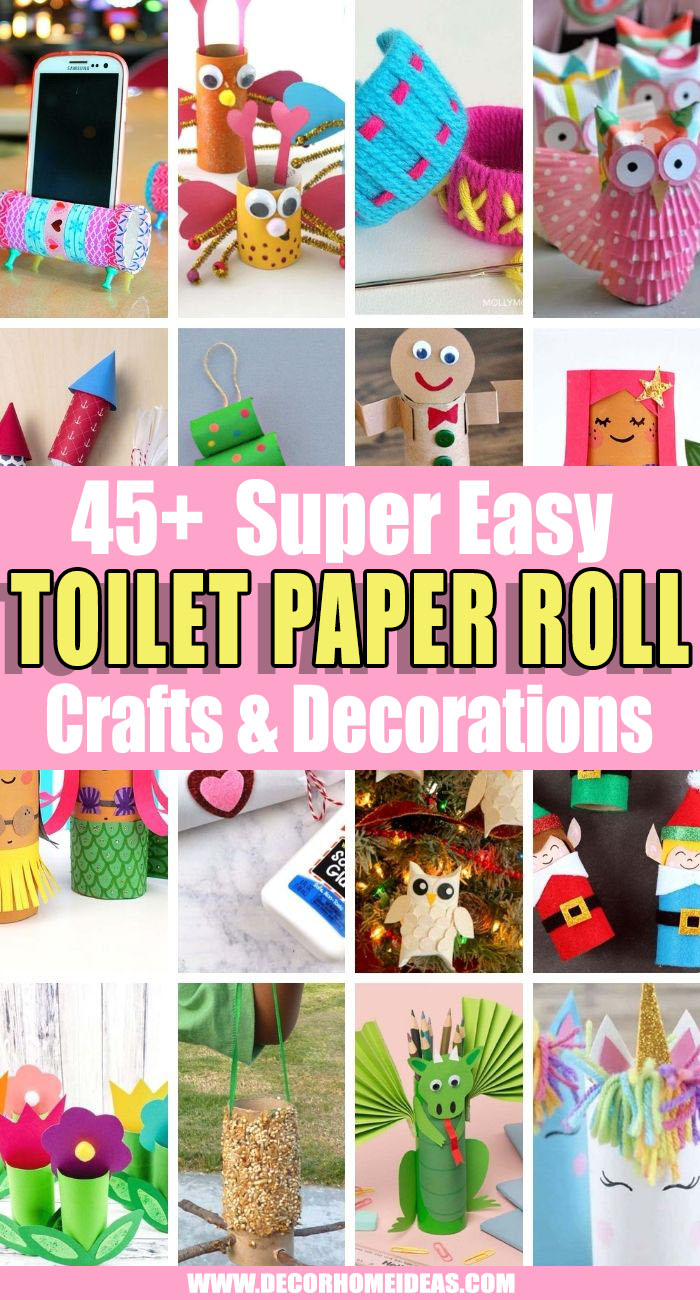 Best Toilet Paper Roll Crafts. Need some ideas on what to do with your leftover toilet tubes? Recycle them with these awesome easy toilet paper roll crafts for kids and adults! #decorhomeideas