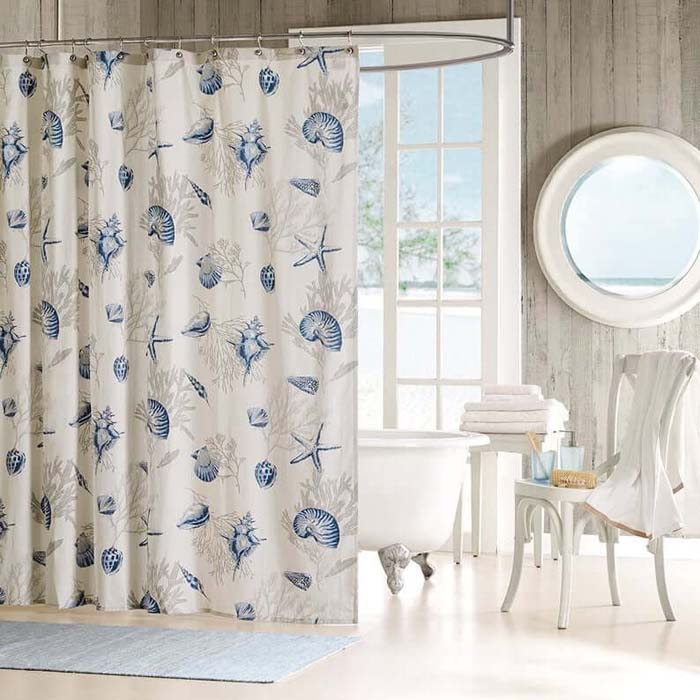 Blue and Gray Sea Shower Curtain #nauticalbathroom #bathdecor #decorhomeideas
