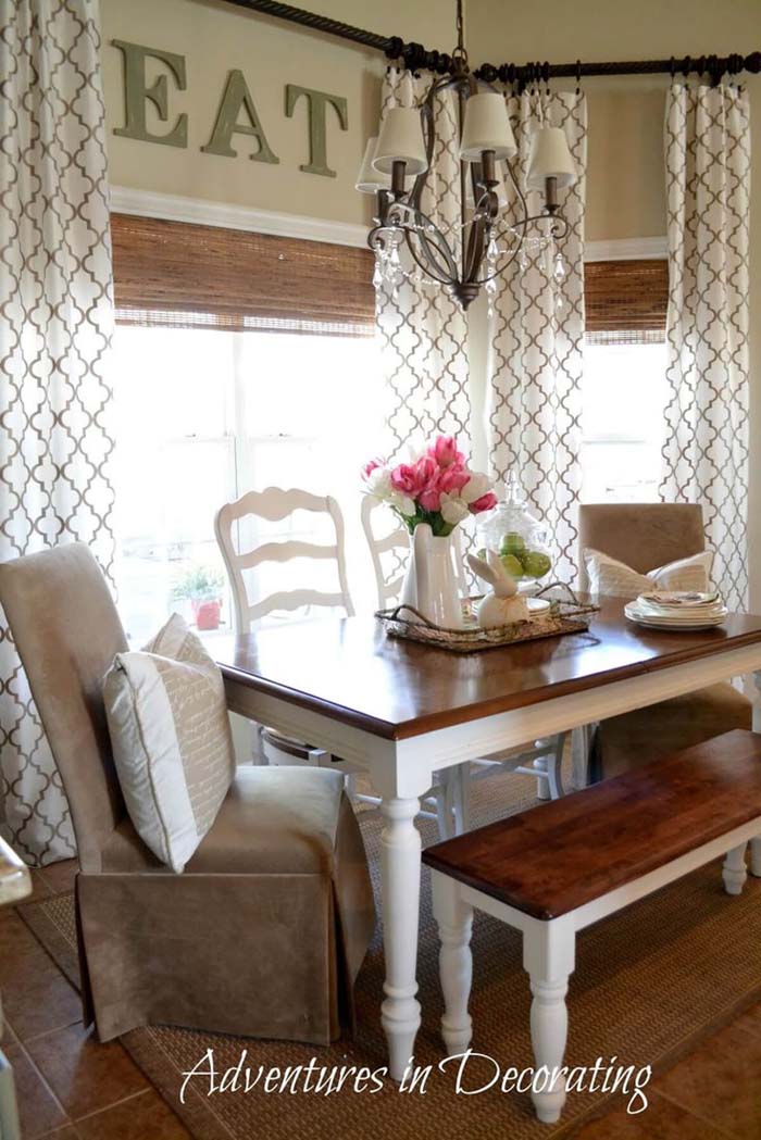 Classy Patterned Curtains in the Dining Room #farmhouse #windowtreatments #decorhomeideas