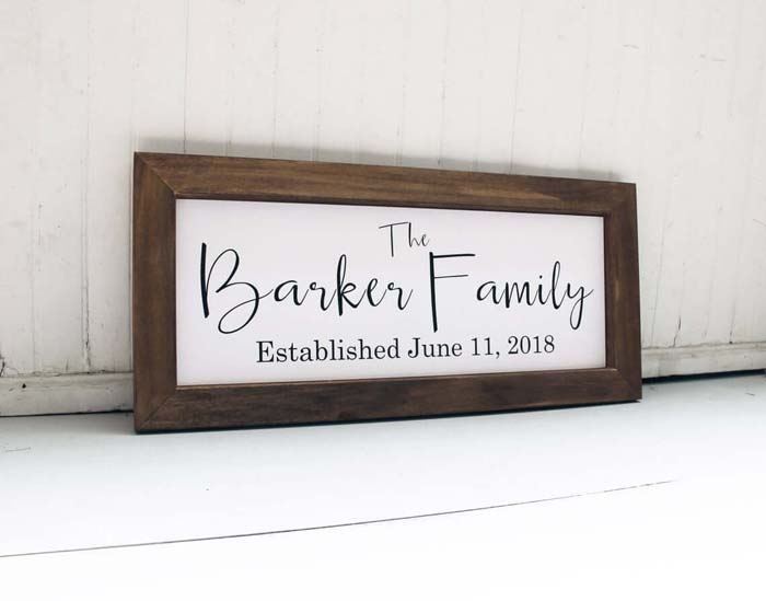 Commemorative Wedding Plaque with Wood Frame #family #homedecor #decorhomeideas