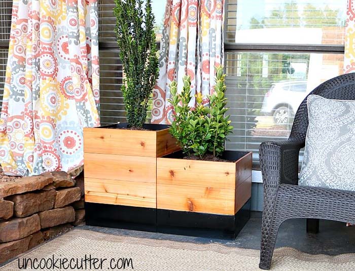 Contemporary Modern Wood Box Porch Planter #gardencontainer #garden #planter #decorhomeideas