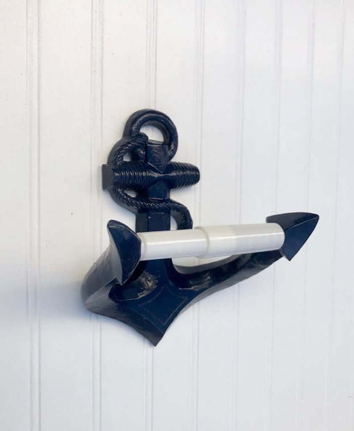 Deep Sea Blue Anchor Toilet Roll Holder #nauticalbathroom #bathdecor #decorhomeideas