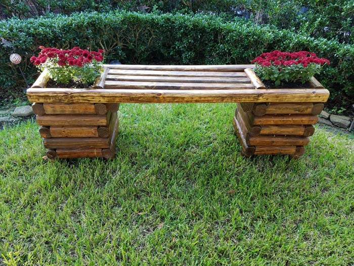 DIY Log Bench #diy #outdoorbench #decorhomeideas