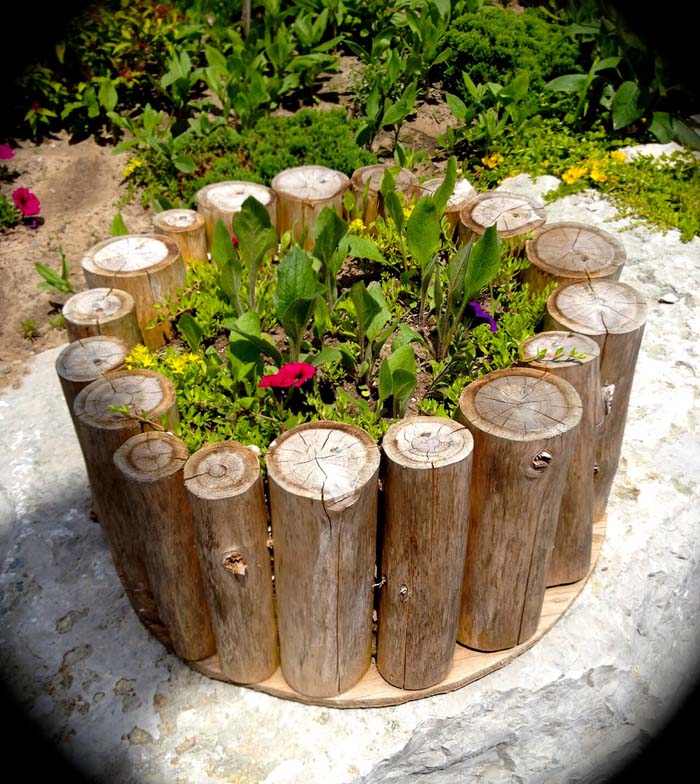 DIY Rustic Flower Planter with Logs #gardencontainer #garden #planter #decorhomeideas