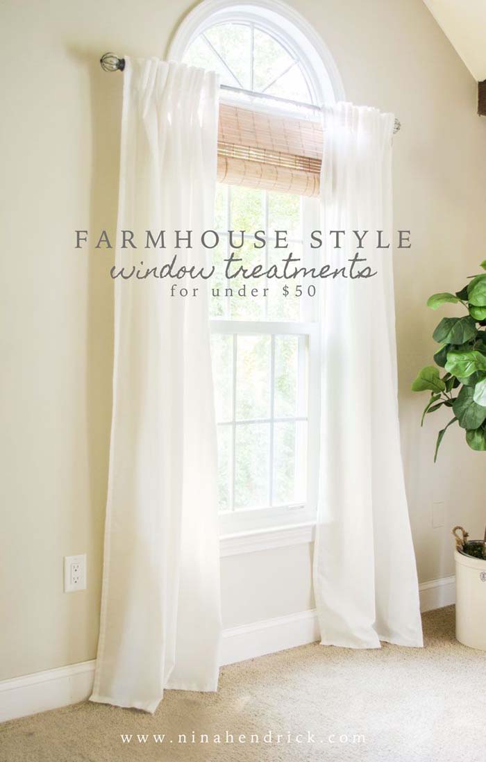 Graceful White Sheers Hung High #farmhouse #windowtreatments #decorhomeideas