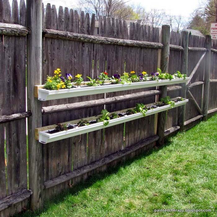 Gutter Garden for Flowers, Herbs, or Strawberries #gardencontainer #garden #planter #decorhomeideas