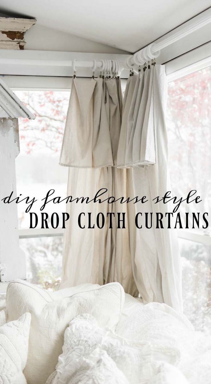 Make Your Own Drop Cloth Curtains #farmhouse #windowtreatments #decorhomeideas