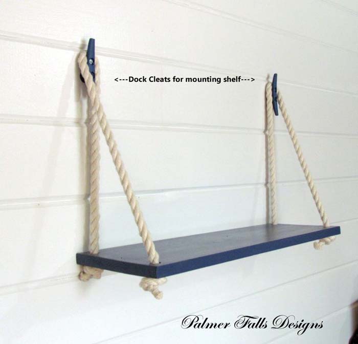 Nautical Floating Shelf for Storage and Decor #nauticalbathroom #bathdecor #decorhomeideas