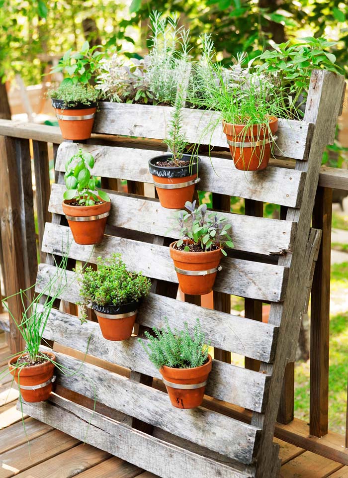 Palette and Pot Planter for Small Spaces #gardencontainer #garden #planter #decorhomeideas