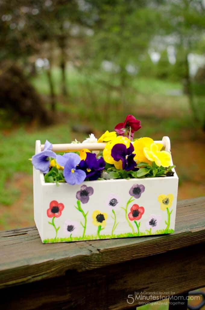 Pansy Painted Tool Trough Flower Box #gardencontainer #garden #planter #decorhomeideas