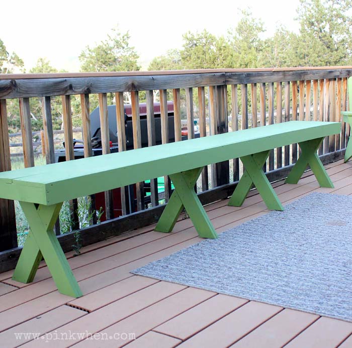 Picnic and BBQ Style Long Bench #diy #outdoorbench #decorhomeideas