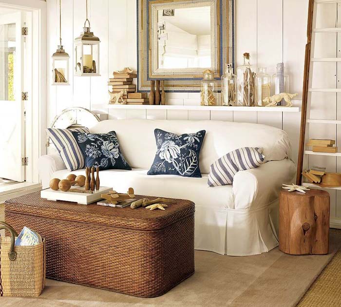 Seating Space with Wooden and Woven Surfaces #beachhouse #interiordesign #decorhomeideas