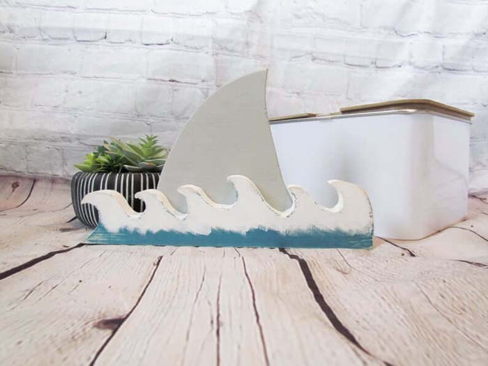 Shark Attack Waves and Shark Fin Decoration #nauticalbathroom #bathdecor #decorhomeideas
